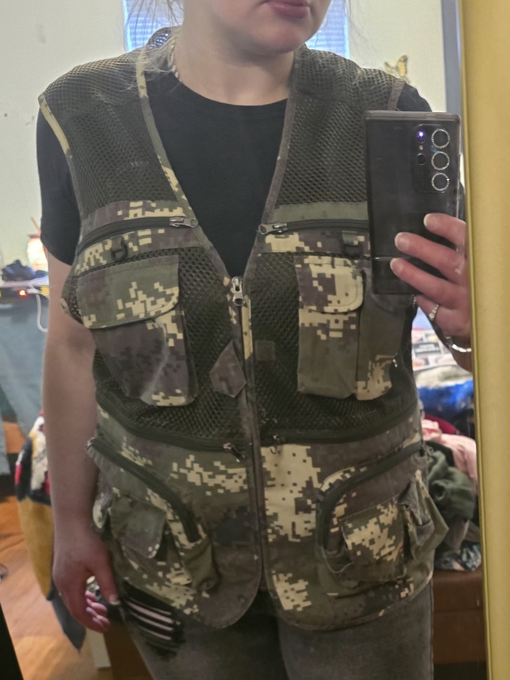 Digital Camo Utility Vest - Olive Green